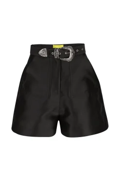 BLACK MIKADO SHORTS WITH BELT
