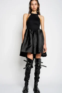 BLACK MINI DRESS WITH TANK TOP SCOOPED