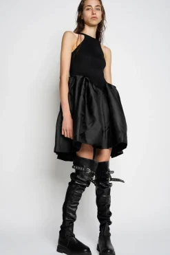 BLACK MINI DRESS WITH TANK TOP SCOOPED