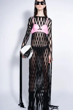 BLACK NET LONG DRESS
