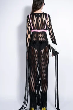 BLACK NET LONG DRESS