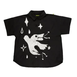 BLACK OVERSIZED SHIRT WITH EMBROIDERY