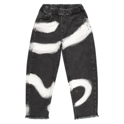 BLACK PULL ON BAGGY TROUSERS WITH SNAKE PRINT