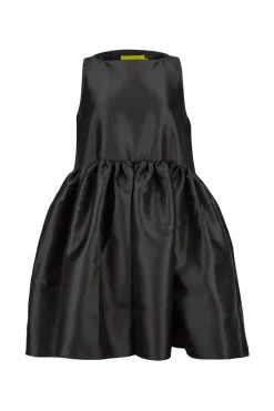 BLACK SHORT SLEEVELESS PUFF DRESS