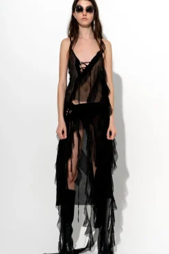 BLACK SILK STRAP TOP