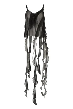 BLACK SILK STRAP TOP