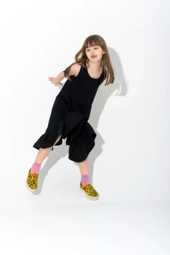 BLACK SLEEVELESS FLOUNCE DRESS