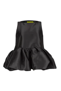 BLACK SLEEVELESS PUFF HEM TOP