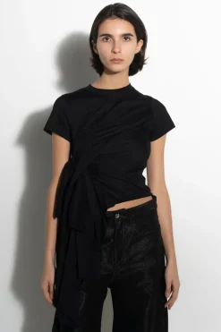 BLACK T-SHIRT WITH SIDE BOW