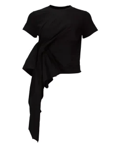 BLACK T-SHIRT WITH SIDE BOW