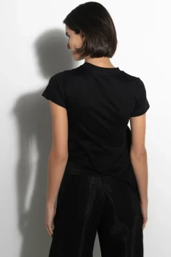 BLACK T-SHIRT WITH SIDE BOW