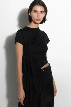 BLACK T-SHIRT WITH SIDE BOW
