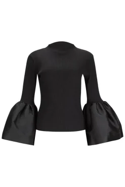 BLACK TURTLENECK PUFF SLEEVE TOP