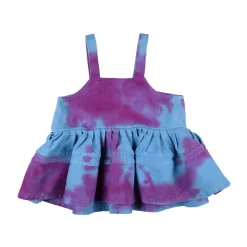 BLUE AND PURPLE TOP WITH BIG FRILL