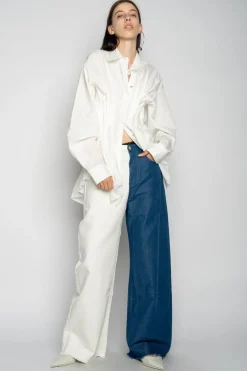 BLUE AND WHITE BOYFRIEND TROUSERS
