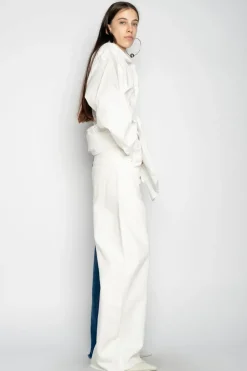 BLUE AND WHITE BOYFRIEND TROUSERS
