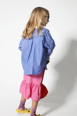 BLUE AND WHITE STRIPED LOOSE SHIRT
