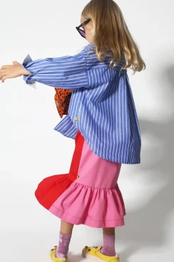 BLUE AND WHITE STRIPED LOOSE SHIRT