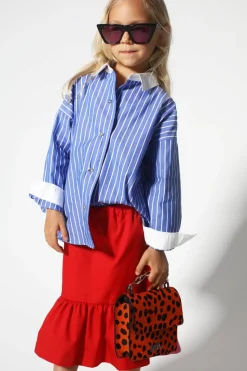 BLUE AND WHITE STRIPED LOOSE SHIRT