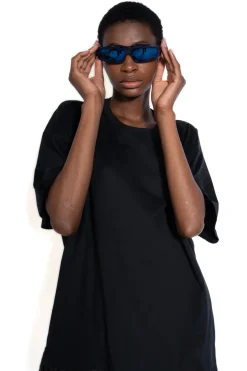 BLUE ANGULAR FRAME SUNGLASSES