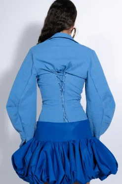 BLUE CORSET FITTED SHIRT
