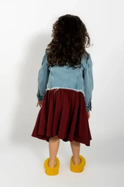 BLUE DENIM COLLARLESS JACKET