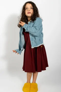 BLUE DENIM COLLARLESS JACKET