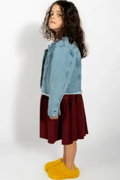 BLUE DENIM COLLARLESS JACKET