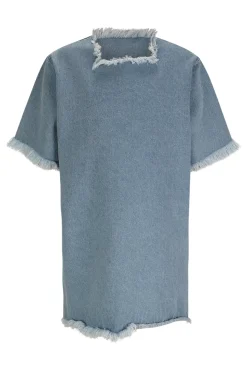 BLUE DENIM OVERSIZED T-SHIRT DRESS