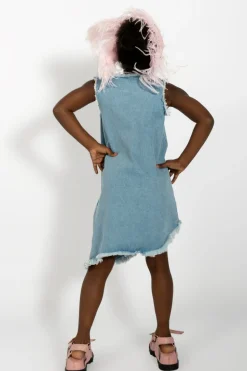 BLUE DENIM SLEEVELESS DRESS