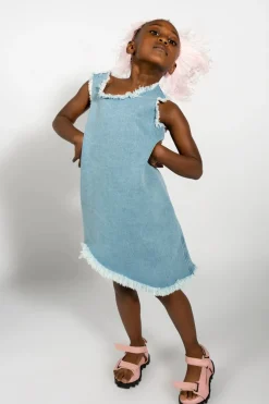 BLUE DENIM SLEEVELESS DRESS