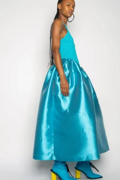 BLUE DRESS WITH TANK TOP SCOOPED