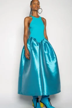 BLUE DRESS WITH TANK TOP SCOOPED