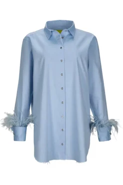 BLUE FEATHER CUFF SHIRT