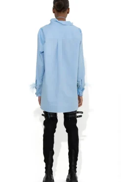 BLUE FEATHER CUFF SHIRT