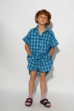 BLUE GINGHAM BOXER SHORTS