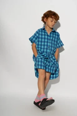 BLUE GINGHAM BOXER SHORTS