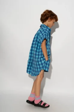 BLUE GINGHAM BOXER SHORTS