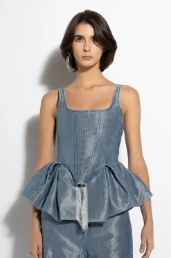 BLUE LUREX FITTED CORSET