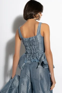BLUE LUREX FITTED CORSET
