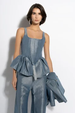 BLUE LUREX FITTED CORSET