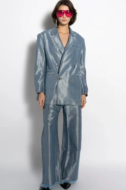 BLUE LUREX OVERSIZED BLAZER