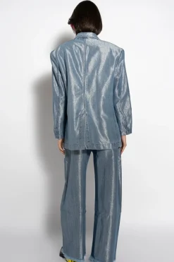 BLUE LUREX OVERSIZED BLAZER