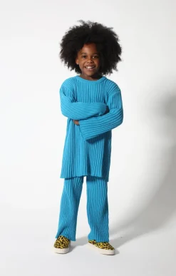 BLUE MERINO KNIT TROUSERS