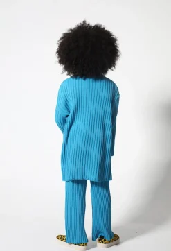 BLUE MERINO KNIT TROUSERS