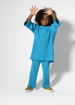 BLUE MERINO KNIT TROUSERS
