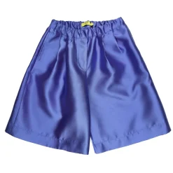 BLUE MIKADO LOOSE BERMUDA SHORTS