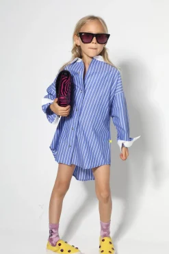 BLUE STRIPES SHIRT DRESS