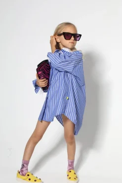 BLUE STRIPES SHIRT DRESS