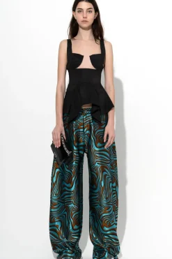 BLUE ZEBRA BROCADE BOYFRIEND TROUSERS